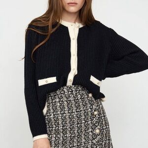 J.ING Leigha Black Contrast Knitted Cardigan